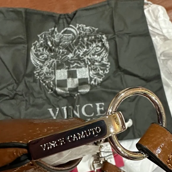 NWT Vince Camuto Genuine convertible Leather Crossbody Satchel in toffee brown - Picture 16 of 16